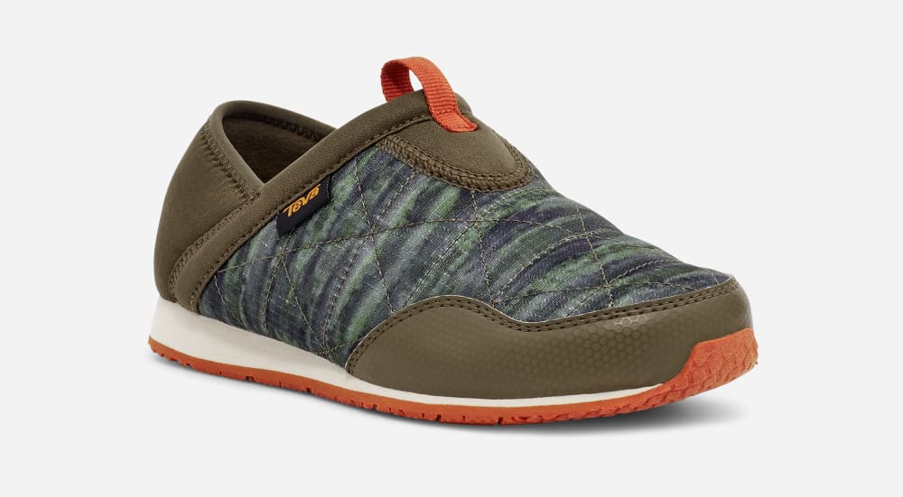 Kids' Teva ReEMBER TIE-DYE Slip Ons Dark Olive | USA-3721