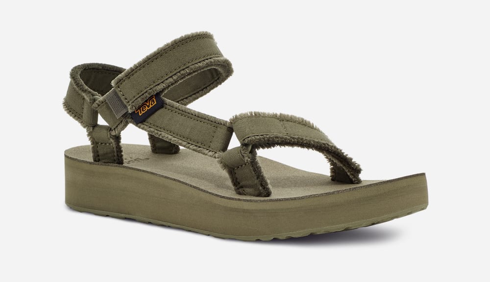 Men's Teva Midform Universal Canvas Platform Sandals Olive | USA-3470