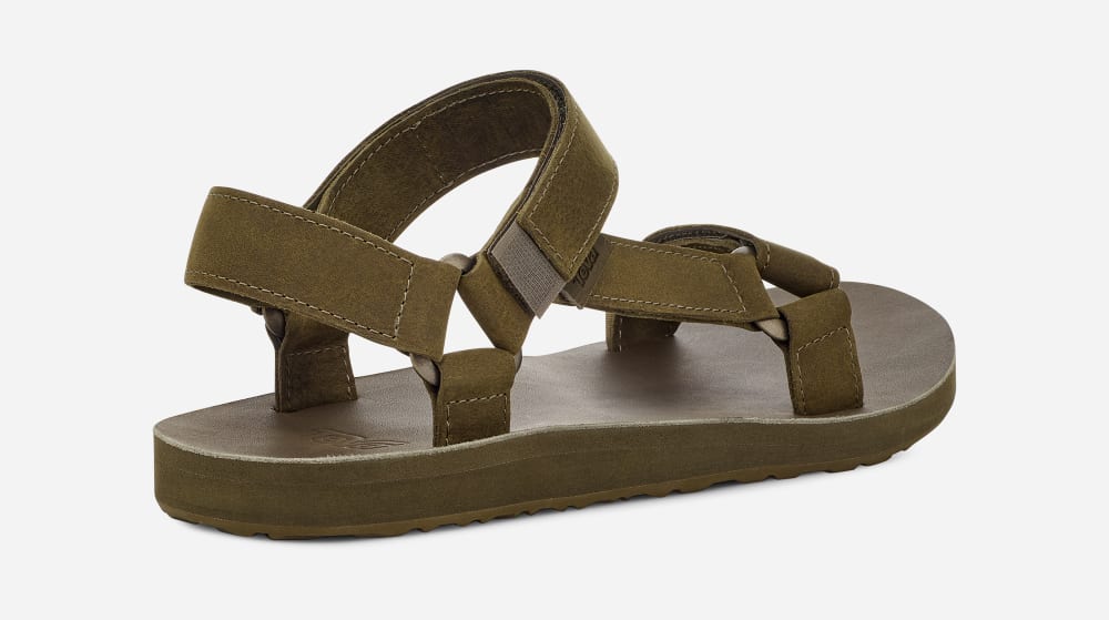 Men's Teva Original Universal Full Grain Sandals Dark Olive | USA-8476