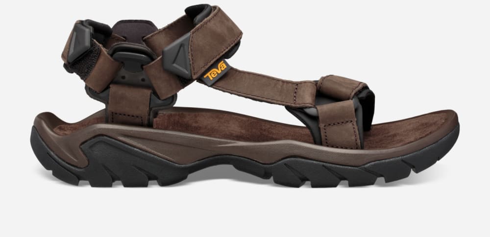 Men\'s Teva Terra Fi 5 Universal Leather Hiking Sandals Coffee | USA-9537