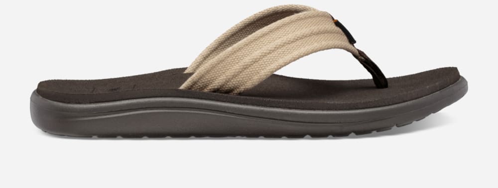 Men\'s Teva Voya Canvas Flip Flops Brown | USA-2960