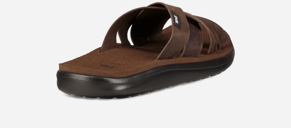 Men's Teva Voya Leather Slide Brown | USA-7465