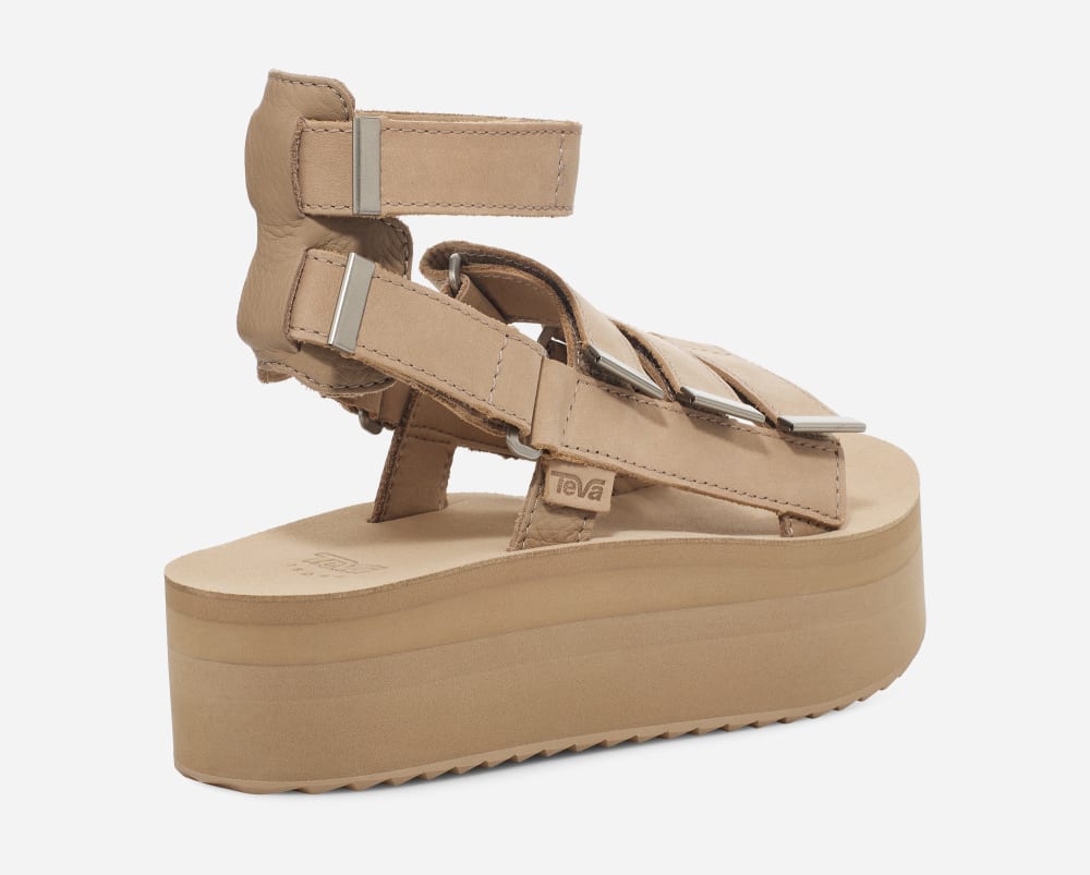 Women's Teva Flatform Mevia Leather Platform Sandals Apricot | USA-3810