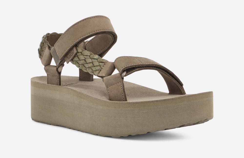 Women's Teva Flatform Universal Interweave Platform Sandals Olive | USA-8573