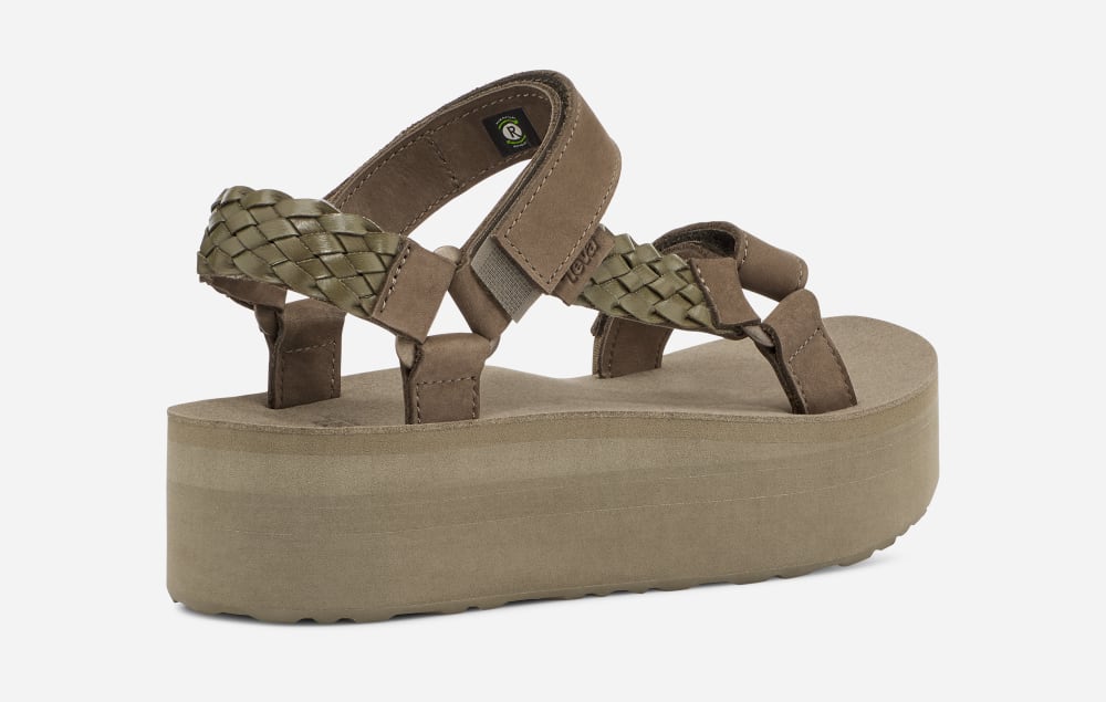 Women's Teva Flatform Universal Interweave Platform Sandals Olive | USA-8573