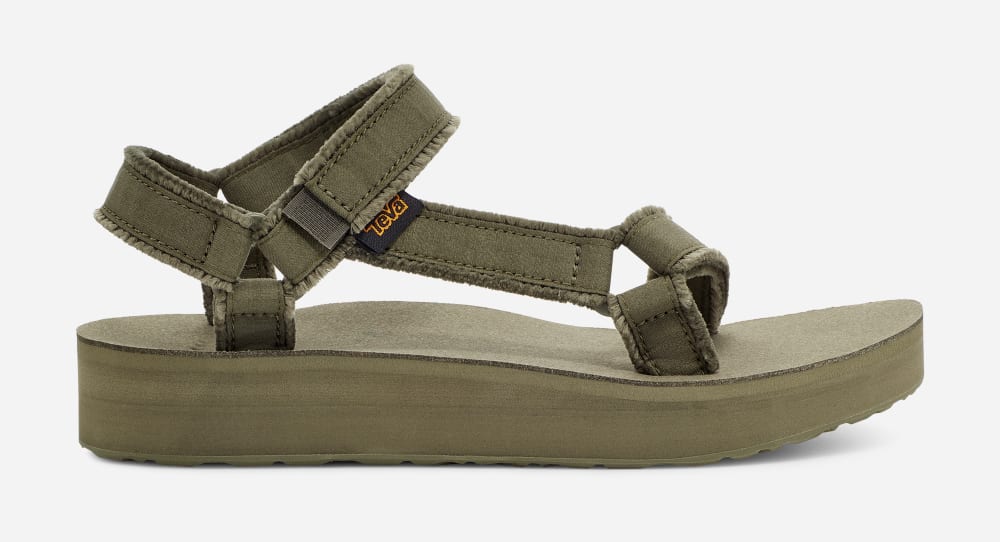 Women\'s Teva Midform Universal Canvas Platform Sandals Olive | USA-2705