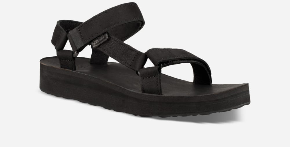 Women's Teva Midform Universal Leather Platform Sandals Black | USA-0923