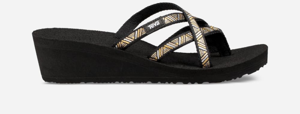 Women\'s Teva Mush Mandalyn Wedge Ola 2 Flip Flops Black Metal | USA-4097