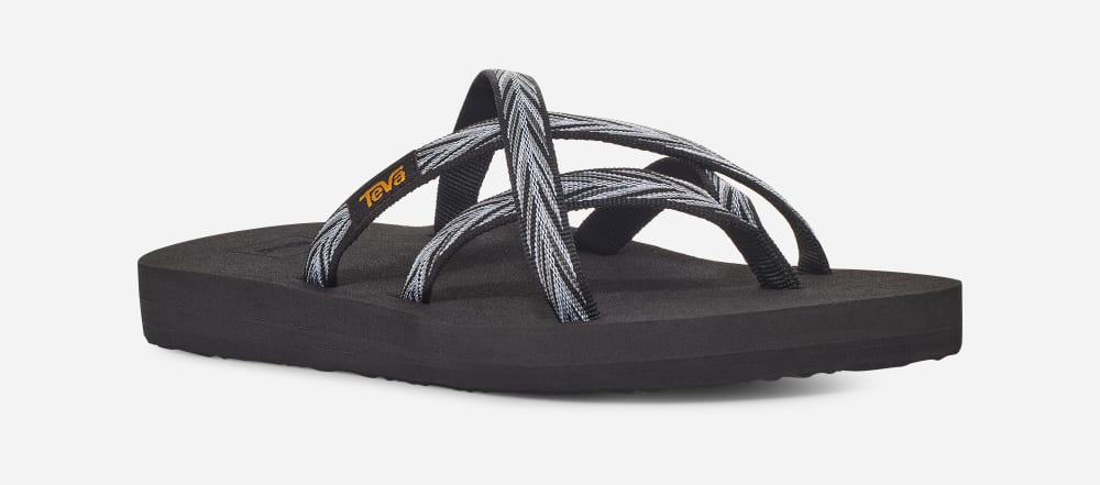 Women's Teva Olowahu Flip Flops Black / White | USA-1957