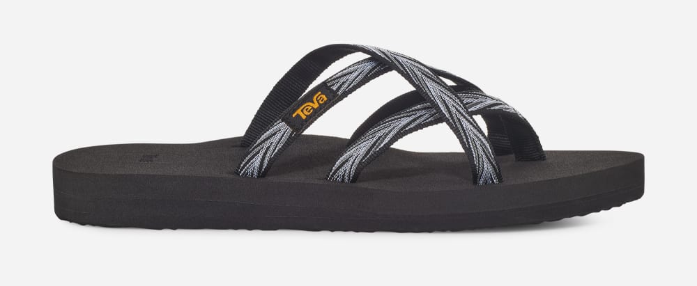 Women\'s Teva Olowahu Flip Flops Black / White | USA-1957