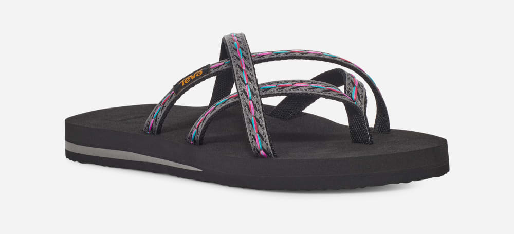 Women's Teva Olowahu Flip Flops Black | USA-7653