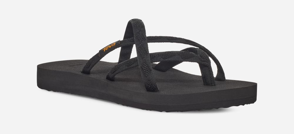 Women's Teva Olowahu Flip Flops Black Black | USA-3012