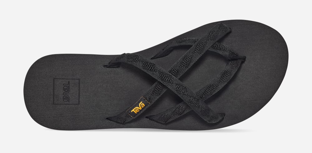 Women's Teva Olowahu Flip Flops Black Black | USA-3012