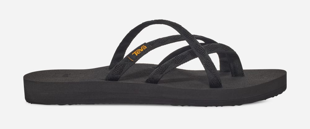 Women\'s Teva Olowahu Flip Flops Black Black | USA-3012