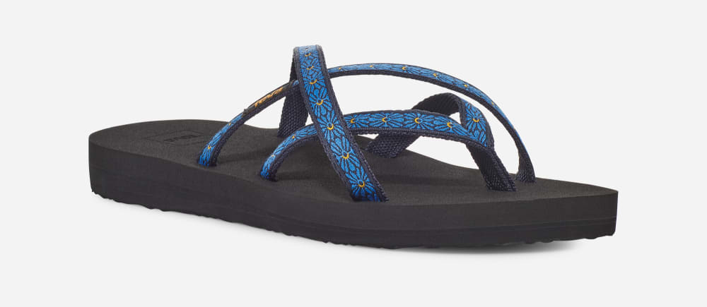 Women's Teva Olowahu Flip Flops Flower Navy | USA-3761