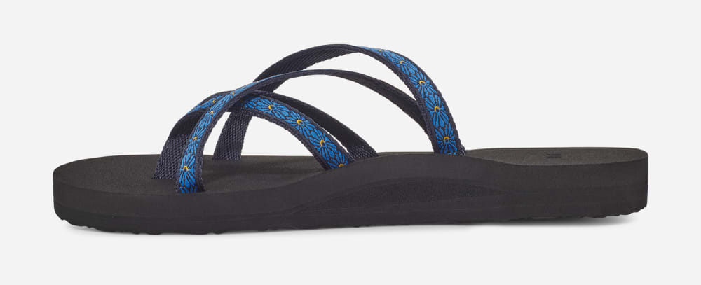 Women's Teva Olowahu Flip Flops Flower Navy | USA-3761