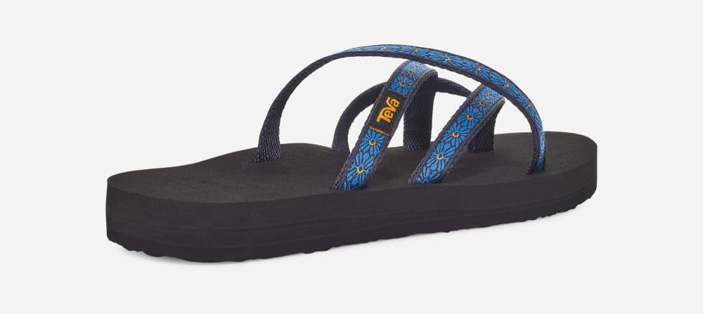 Women's Teva Olowahu Flip Flops Flower Navy | USA-3761