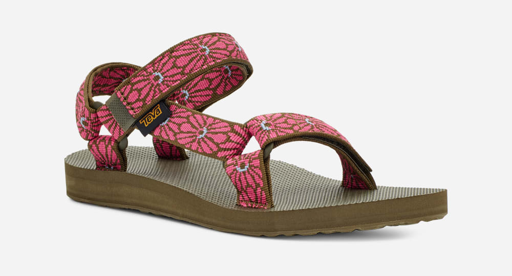 Women's Teva Original Universal Sandals Flower Dark Olive Fuchsia | USA-6782