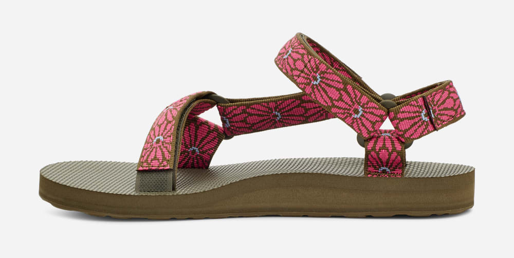 Women's Teva Original Universal Sandals Flower Dark Olive Fuchsia | USA-6782