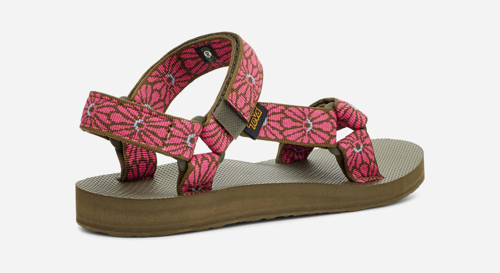 Women's Teva Original Universal Sandals Flower Dark Olive Fuchsia | USA-6782