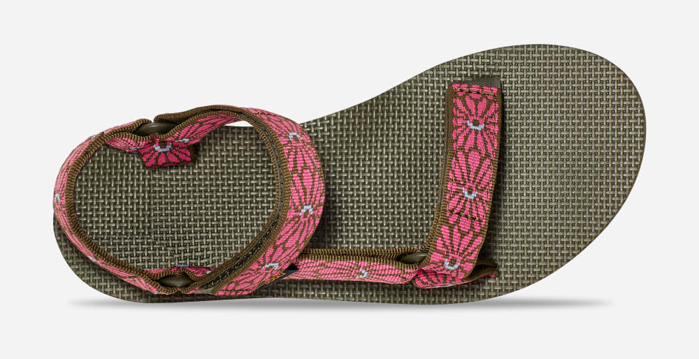 Women's Teva Original Universal Sandals Flower Dark Olive Fuchsia | USA-6782