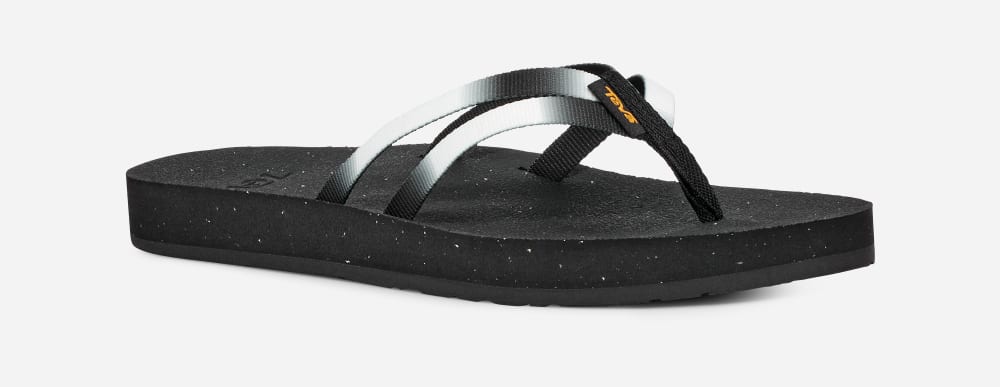 Women's Teva Reflip Strappy Gradiate Flip Flops Black / White | USA-5946