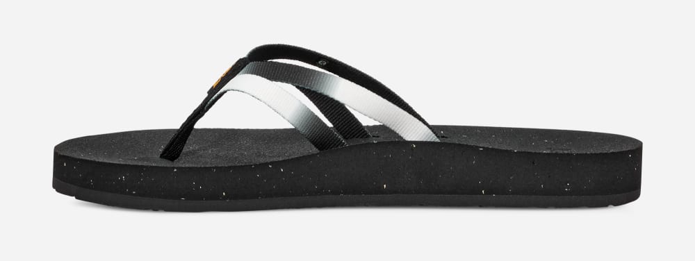 Women's Teva Reflip Strappy Gradiate Flip Flops Black / White | USA-5946