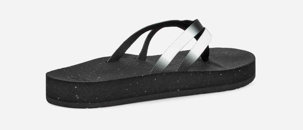 Women's Teva Reflip Strappy Gradiate Flip Flops Black / White | USA-5946