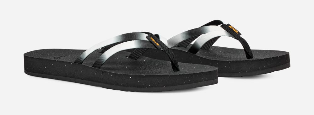 Women's Teva Reflip Strappy Gradiate Flip Flops Black / White | USA-5946