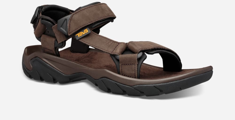 Women's Teva Terra Fi 5 Universal Leather Hiking Sandals Coffee | USA-6531