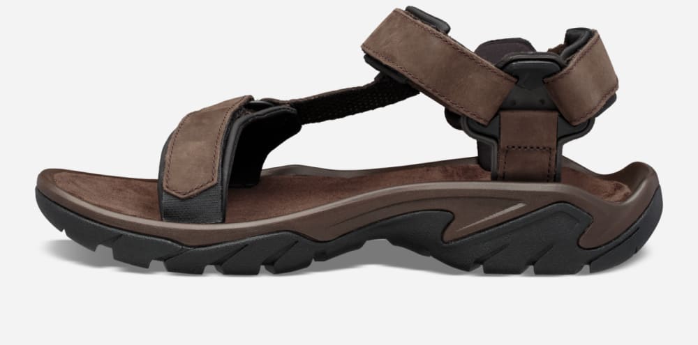 Women's Teva Terra Fi 5 Universal Leather Hiking Sandals Coffee | USA-6531