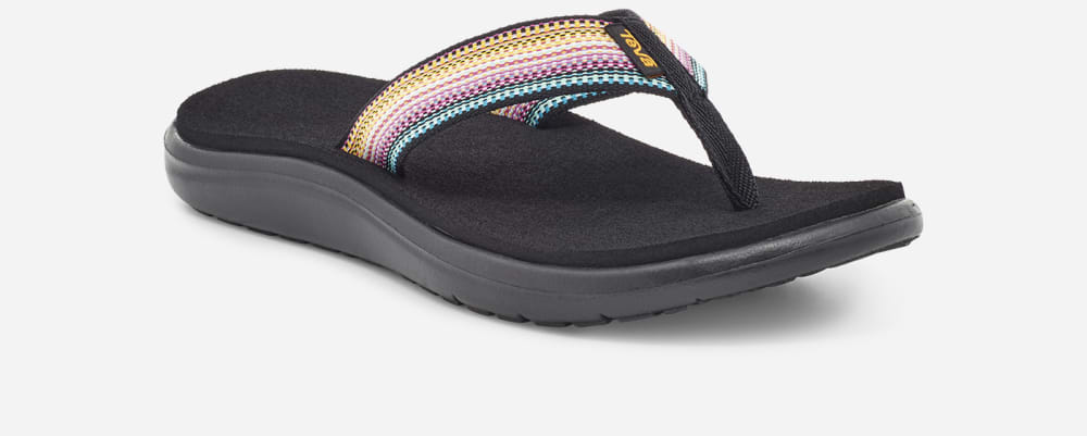 Women's Teva Voya Flip Flops Black Multicolor | USA-0123