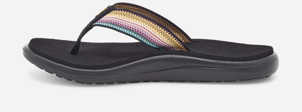 Women's Teva Voya Flip Flops Black Multicolor | USA-0123