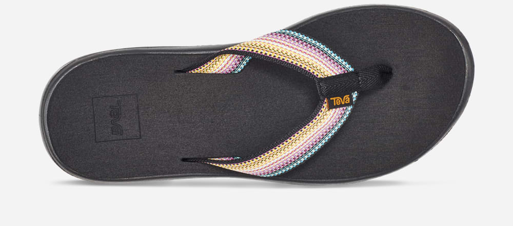 Women's Teva Voya Flip Flops Black Multicolor | USA-0123