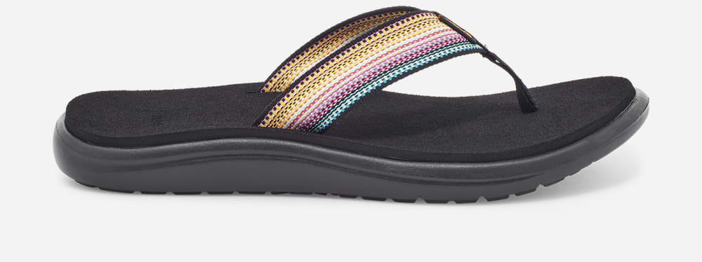 Women\'s Teva Voya Flip Flops Black Multicolor | USA-0123