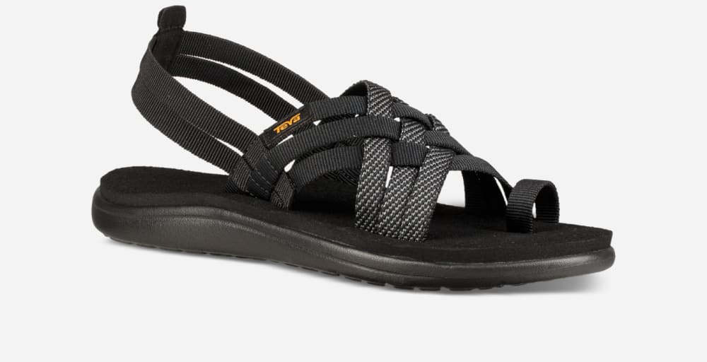 Women's Teva Voya Strappy Sandals Black | USA-6087