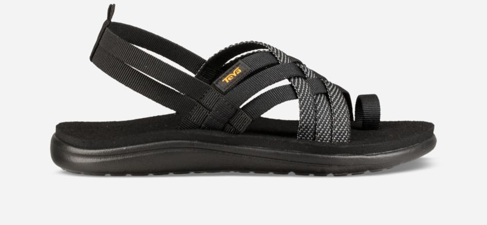 Women\'s Teva Voya Strappy Sandals Black | USA-6087