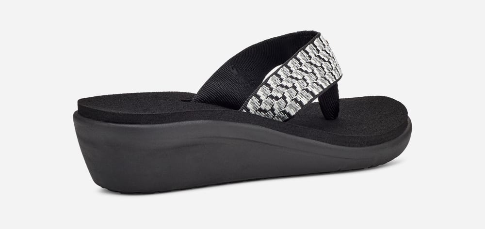 Women's Teva Voya Wedge Flip Flops Black / White | USA-9804