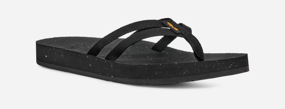 Women's Teva W Reflip Strappy Flip Flops Black | USA-6439