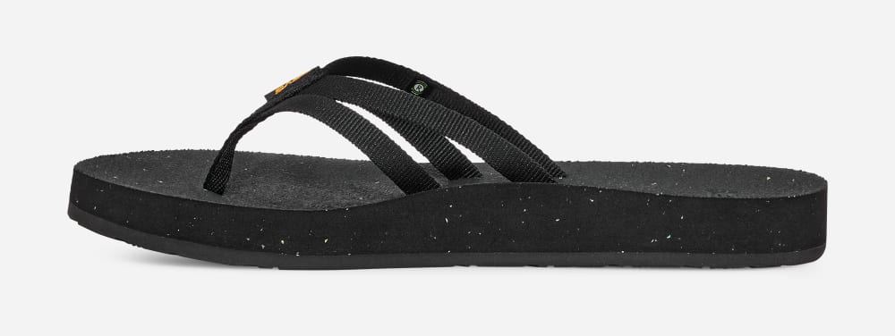 Women's Teva W Reflip Strappy Flip Flops Black | USA-6439