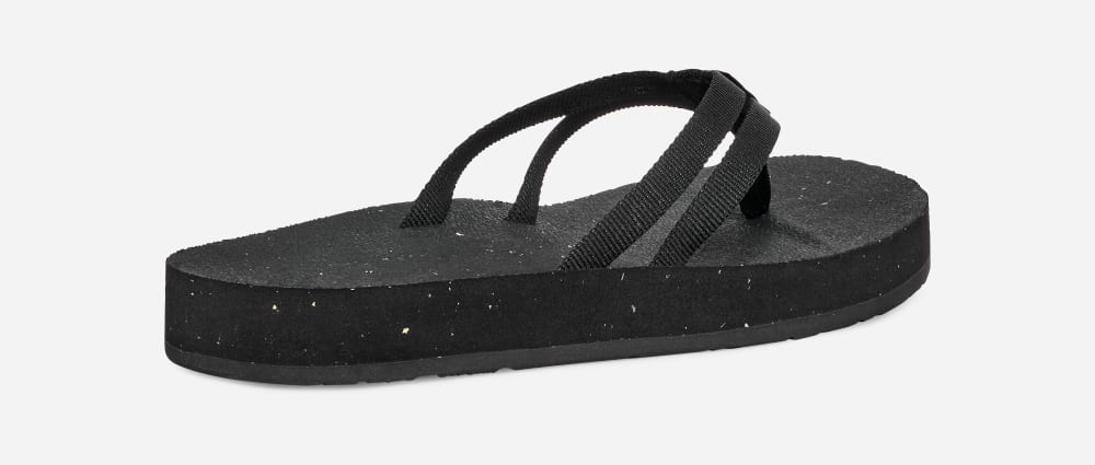 Women's Teva W Reflip Strappy Flip Flops Black | USA-6439