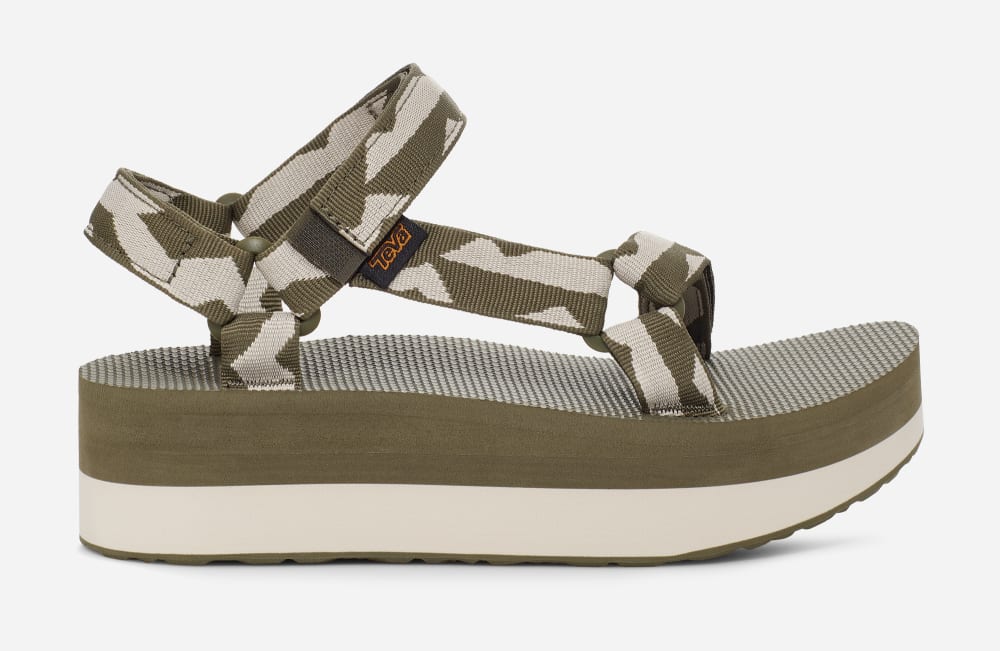 Men's Teva Flatform Universal Platform Sandals Olive | USA-9371