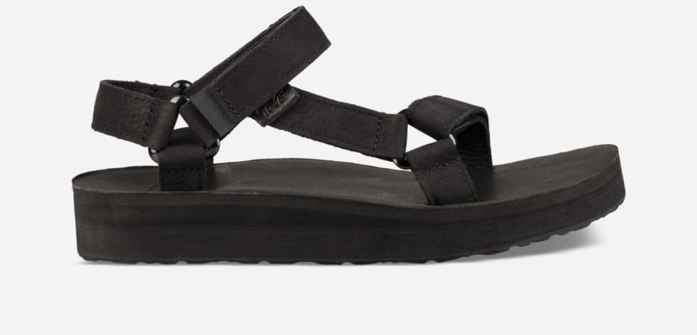 Women's Teva Midform Universal Leather Platform Sandals Black | USA-0923