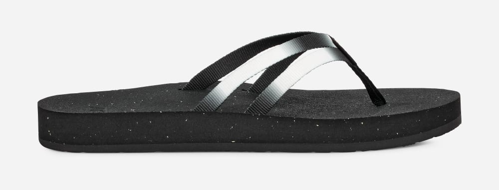 Women's Teva Reflip Strappy Gradiate Flip Flops Black / White | USA-5946