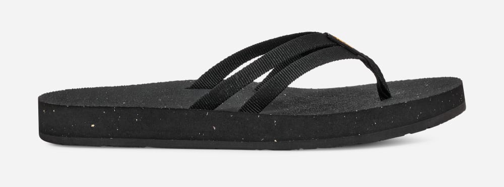 Women's Teva W Reflip Strappy Flip Flops Black | USA-6439